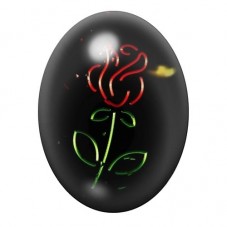 Cabochon en Verre Illustré Rose Amour 13x18, 18x25 ou 30x40mm  pour la Création de Bijoux Fantaisie - DIY