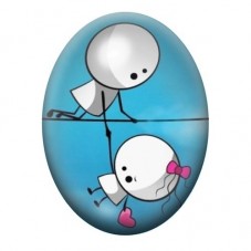 Cabochon en Verre Illustré Couple sur un Fil Bleu 13x18, 18x25 ou 30x40mm pour la création de bijoux fantaisie - DIY