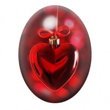 Cabochon en Verre Illustré Boule de Noël Cœur Rouge 13x18, 18x25 ou 30x40mm pour la création de bijoux fantaisie - DIY