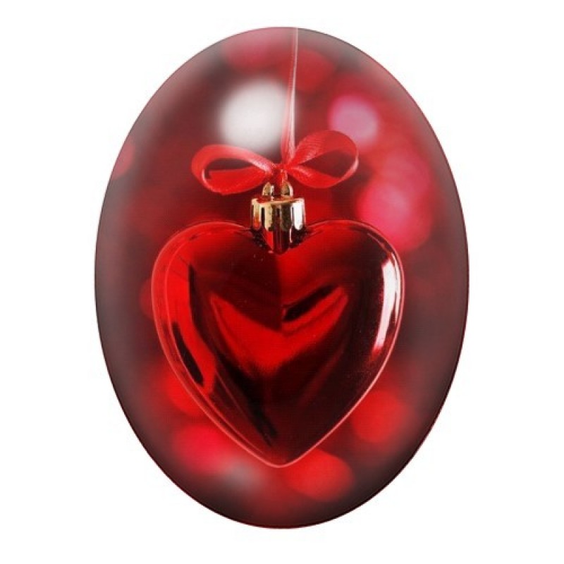 Cabochon en Verre Illustré Boule Coeur Noël Amour 13x18, 18x25 ou 30x40mm
