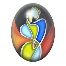 Cabochon en Verre Illustré Couple Abstrait Multicolore 13x18, 18x25 ou 30x40mm pour la création de bijoux fantaisie - DIY