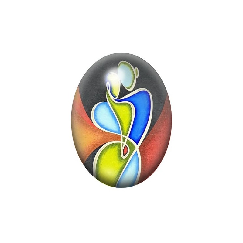 Cabochon en Verre Illustré Couple Coloré Amour 13x18, 18x25 ou 30x40mm