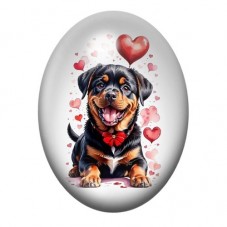 Cabochon en Verre Illustré Chiot Rottweiler au Ballon Cœur 13x18, 18x25 ou 30x40mm pour la création de bijoux fantaisie - DIY