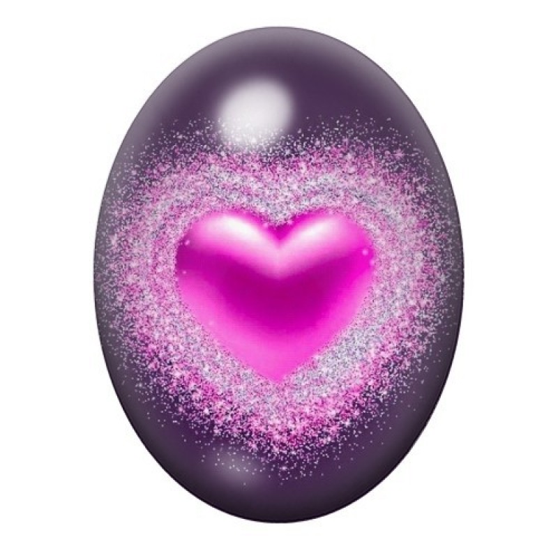 Cabochon en Verre Illustré Coeur Amour 13x18, 18x25 ou 30x40mm