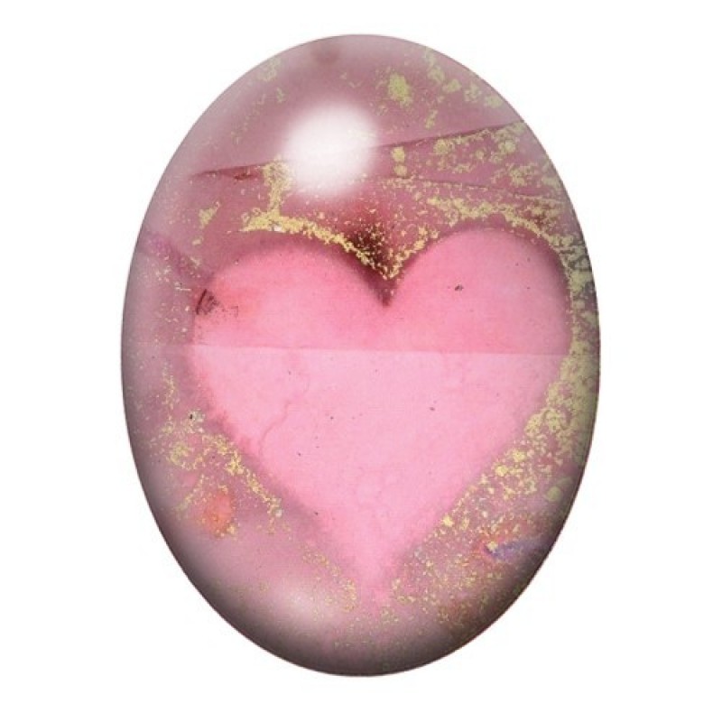 Cabochon en Verre Illustré Coeur Amour 13x18, 18x25 ou 30x40mm