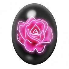 Cabochon en Verre Illustré Rose Néon Rose 13x18, 18x25 ou 30x40mm pour la création de bijoux fantaisie - DIY