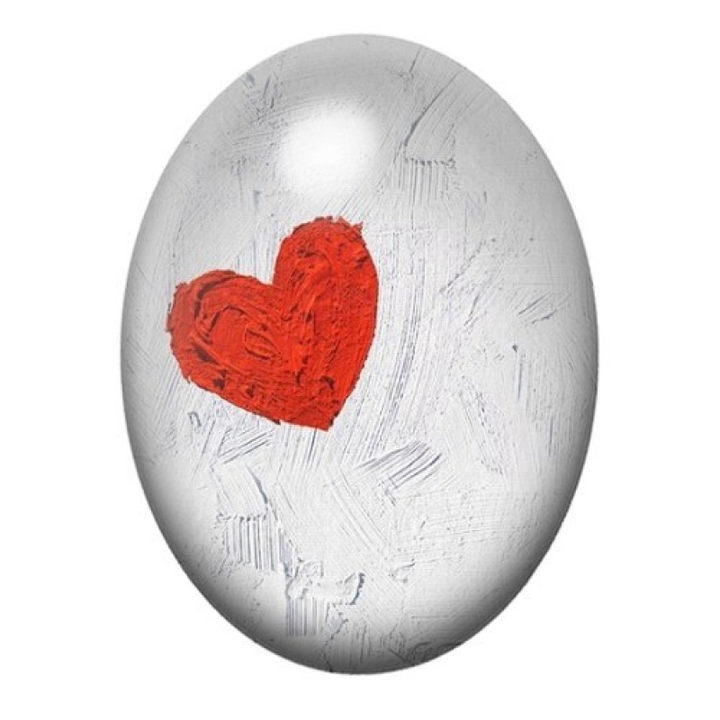 Cabochon en Verre Illustré Coeur Amour 13x18, 18x25 ou 30x40mm