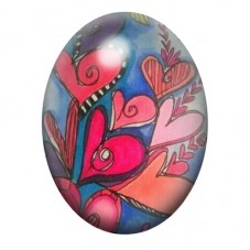 Cabochon en Verre Illustré Cœurs Abstraits Rose et Bleu 13x18, 18x25 ou 30x40mm pour la création de bijoux fantaisie - DIY