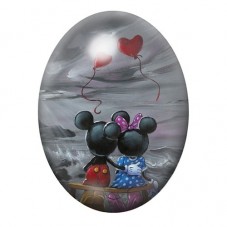 Cabochon en Verre Illustré Couple de Souris aux Ballons Cœurs 13x18, 18x25 ou 30x40mm pour la création de bijoux fantaisie - DIY
