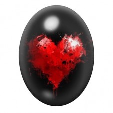 Cabochon en Verre Illustré Coeur Amour 13x18, 18x25 ou 30x40mm  pour la Création de Bijoux Fantaisie - DIY