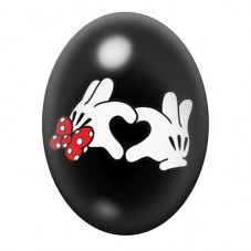 Cabochon en Verre Illustré Mains Mickey et Minnie Coeur Amour 13x18, 18x25 ou 30x40mm  pour la Création de Bijoux Fantaisie - DI