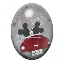 Cabochon en Verre Illustré Mickey et Minnie Coeur Amour 13x18, 18x25 ou 30x40mm  pour la Création de Bijoux Fantaisie - DIY