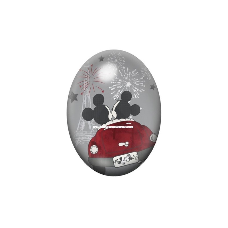 Cabochon en Verre Illustré Mickey et Minnie Coeur Amour 13x18, 18x25 ou 30x40mm
