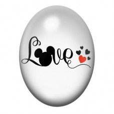 Cabochon en Verre Illustré Mickey Love Coeurs Amour 13x18, 18x25 ou 30x40mm  pour la Création de Bijoux Fantaisie - DIY