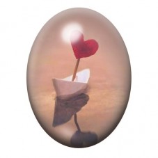 Cabochon en Verre Illustré Bateau en Papier Coeur Amour 13x18, 18x25 ou 30x40mm  pour la Création de Bijoux Fantaisie - DIY