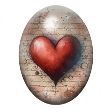 Cabochon en Verre Illustré Coeur Amour 13x18, 18x25 ou 30x40mm  pour la Création de Bijoux Fantaisie - DIY