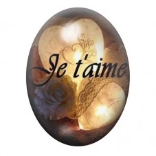 Cabochon en Verre Illustré Citation Je T’aime sur Fond Vintage 13x18, 18x25 ou 30x40mm pour la création de bijoux fantaisie - DI