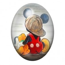Cabochon en Verre Illustré Souris de Dos aux Mains dans les Poches 13x18, 18x25 ou 30x40mm pour la création de bijoux fantaisie 