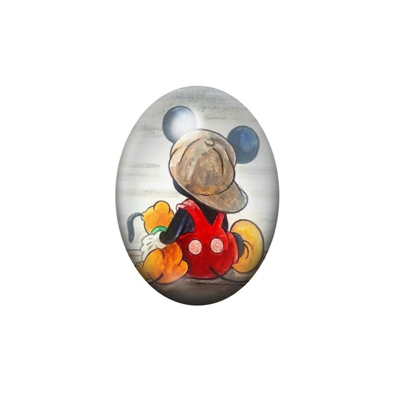 Cabochon en Verre Illustré Mickey Amitié Amour 13x18, 18x25 ou 30x40mm