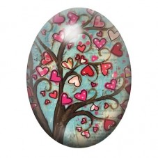 Cabochon en Verre Illustré Arbre Coeurs Amour 13x18, 18x25 ou 30x40mm  pour la Création de Bijoux Fantaisie - DIY