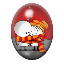 Cabochon en Verre Illustré Couple Coeurs Amour 13x18, 18x25 ou 30x40mm  pour la Création de Bijoux Fantaisie - DIY