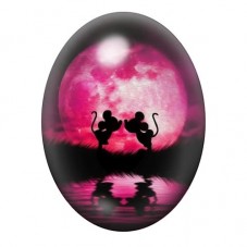 Cabochon en Verre Illustré Mickey et Minnie Coeur Amour 13x18, 18x25 ou 30x40mm  pour la Création de Bijoux Fantaisie - DIY