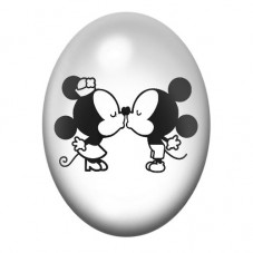 Cabochon en Verre Illustré Mickey et Minnie Amour 13x18, 18x25 ou 30x40mm  pour la Création de Bijoux Fantaisie - DIY