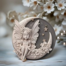 Moule en Silicone Fée sur Lune Pâte Polymère Fimo Résine Gâteau Plâtre