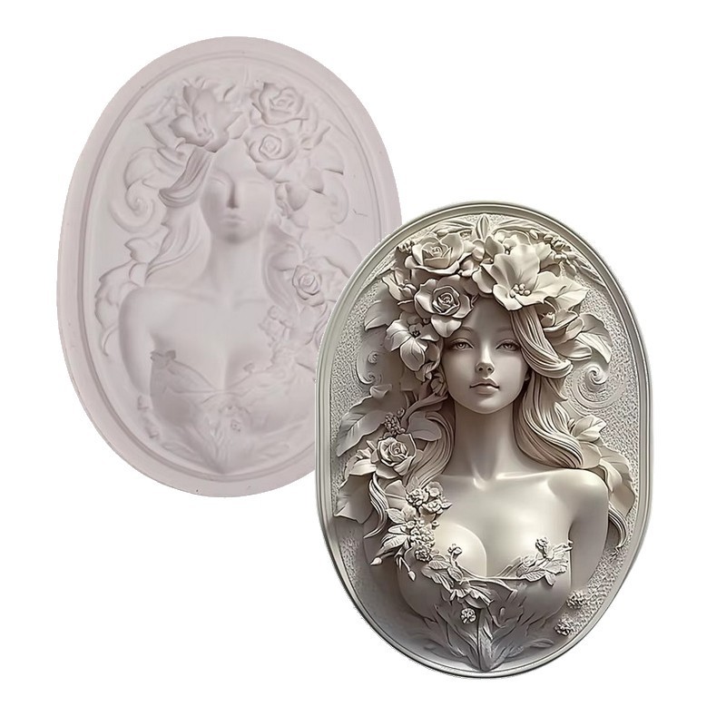 Moule en Silicone Femme Romantisme Onirique Pâte Polymère Fimo Résine Gâteau Plâtre