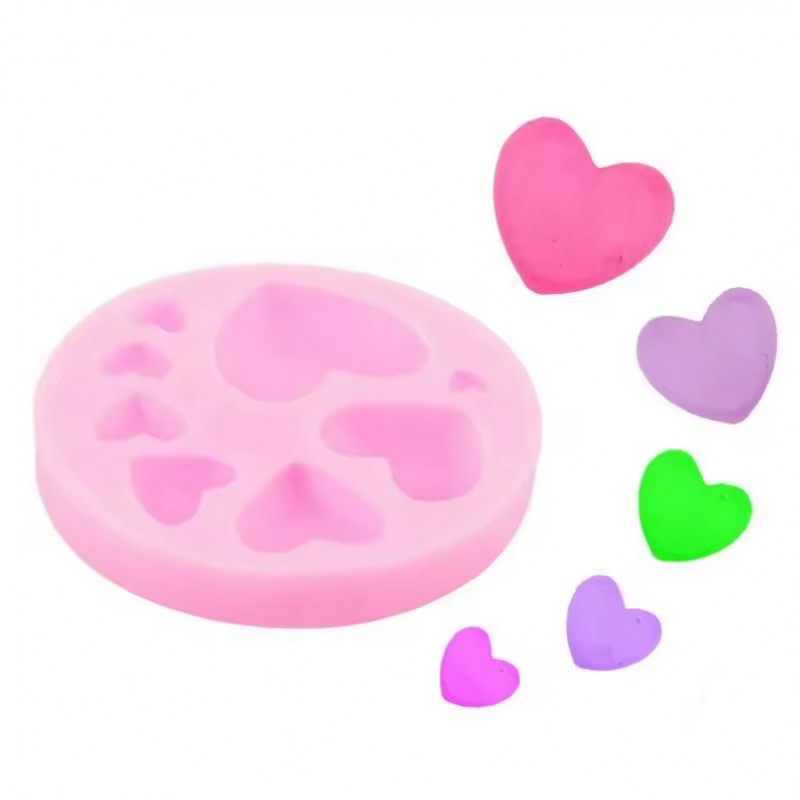 Moule en Silicone Cœurs Fimo Résine Gâteau Plâtre