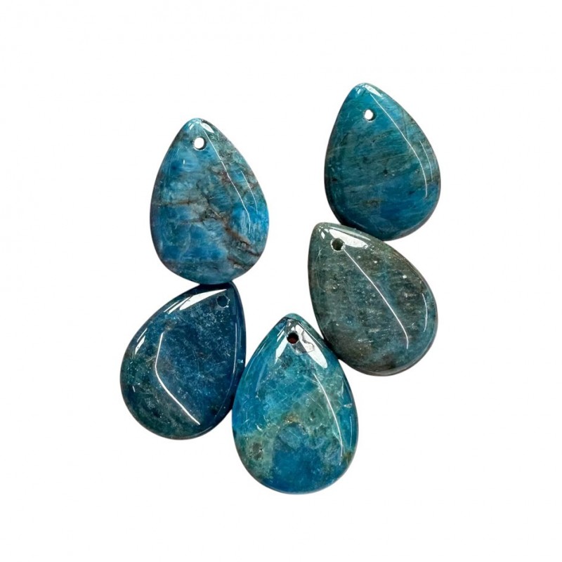 Pendentif Goutte en Pierre Naturelle Apatite Bleu 18x25mm
