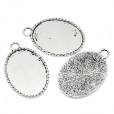 Support Pendentif Argent Vieilli pour Cabochon 30x40mm