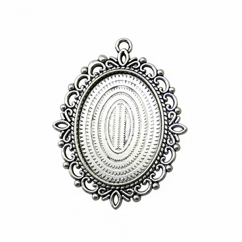 Support Pendentif Argenté pour Cabochon 30x40mm