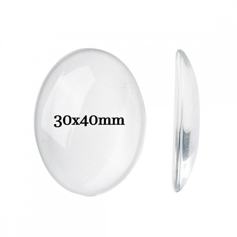 Cabochon Transparent en Verre Vierge 30x40mm