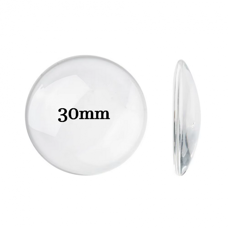 Cabochon Transparent en Verre Vierge 30mm