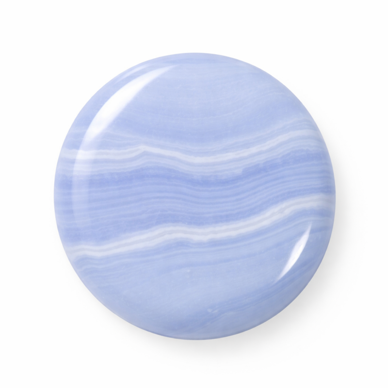 Cabochon en Pierre Naturelle Agate Bleue Dentelle 25mm