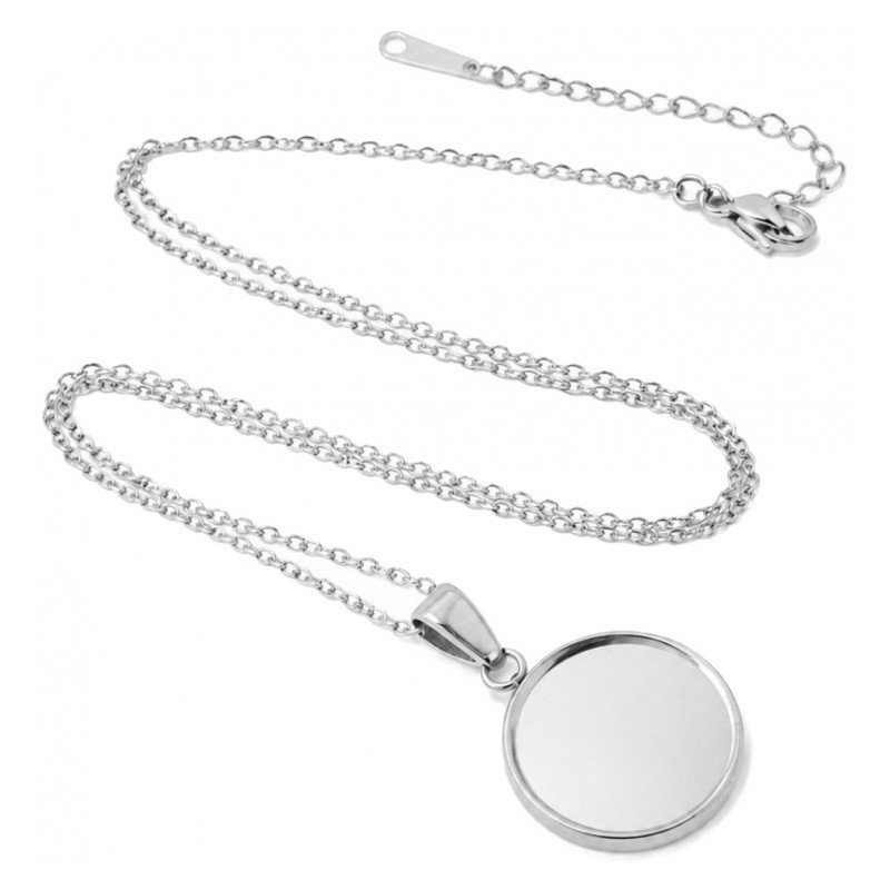 Collier Argenté pour Cabochon 14mm Chaîne 1,5mm en Acier Inoxydable - 50cm de Long