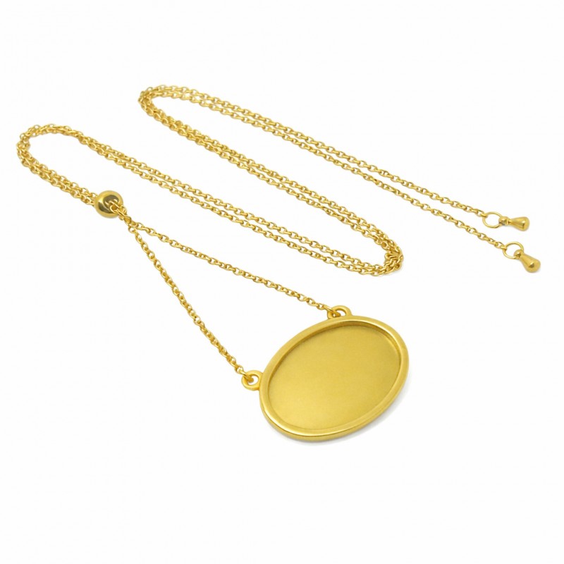 Collier pour Cabochon 18x25mm Chaîne 1,5mm en Acier Inoxydable Doré - 65cm Long
