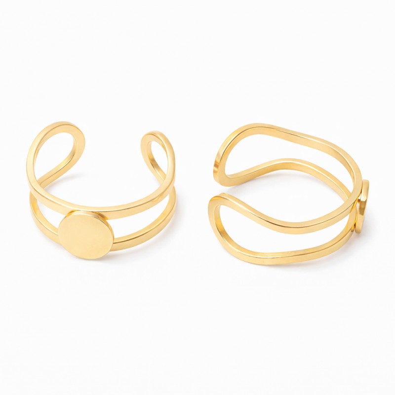 Support Bague Ajustable Doré en Acier Inoxydable Plateau 8mm