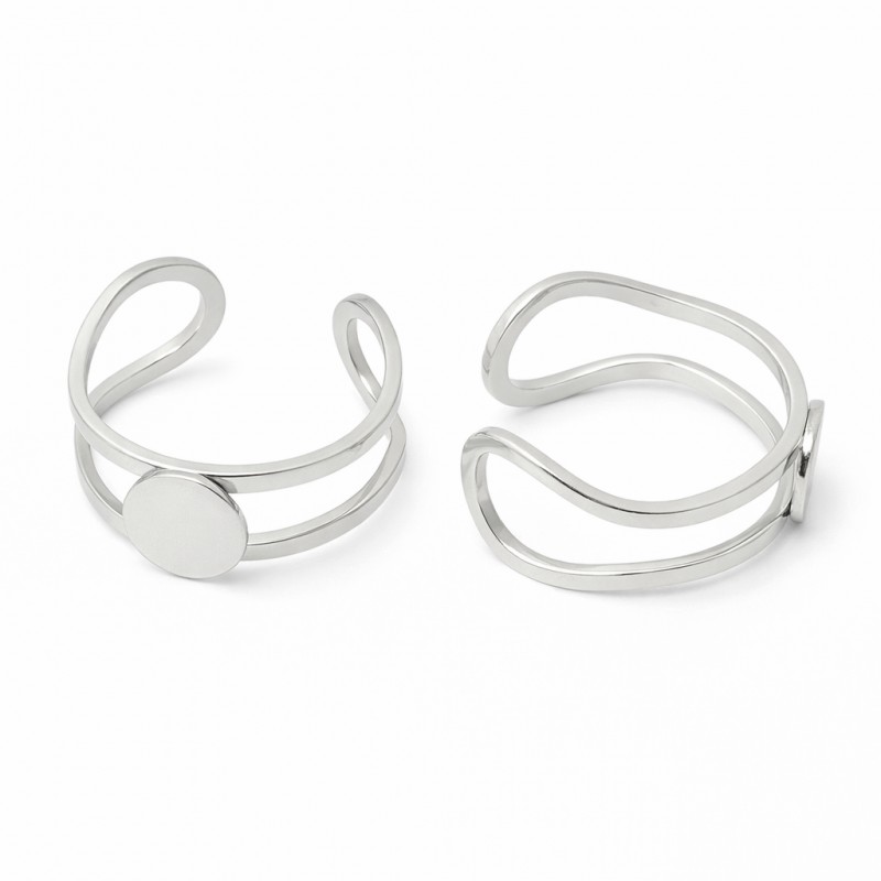 Support Bague Ajustable Argenté en Acier Inoxydable Plateau 8mm