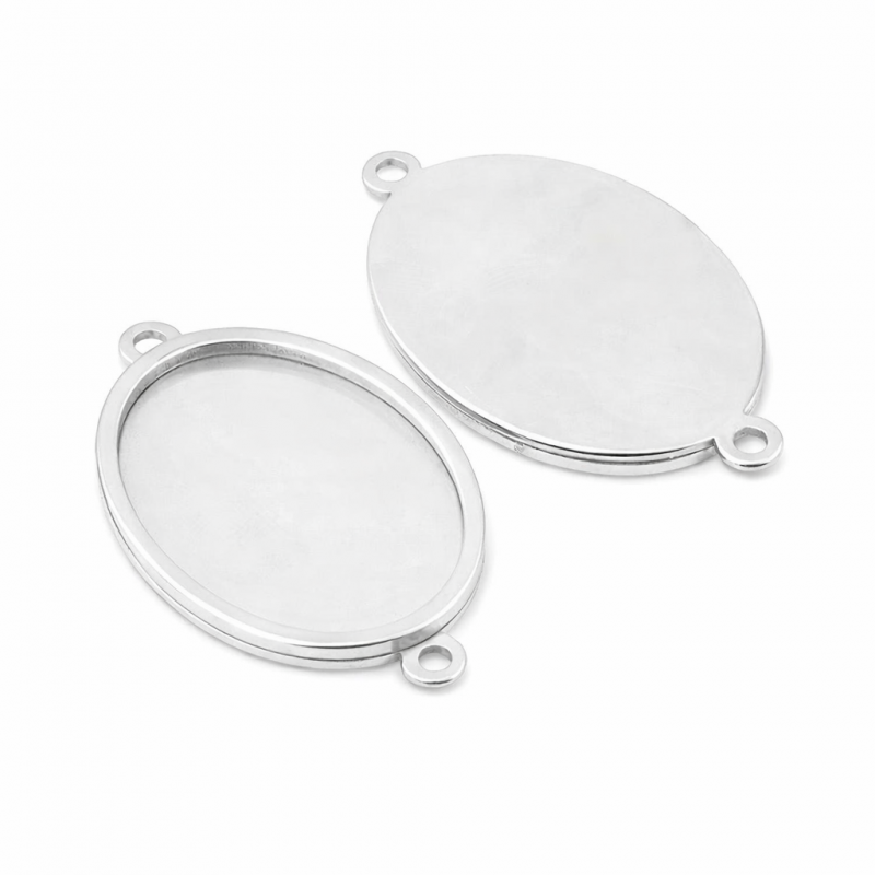 Support Connecteur Argenté en Acier Inoxydable pour Cabochon 18x25mm