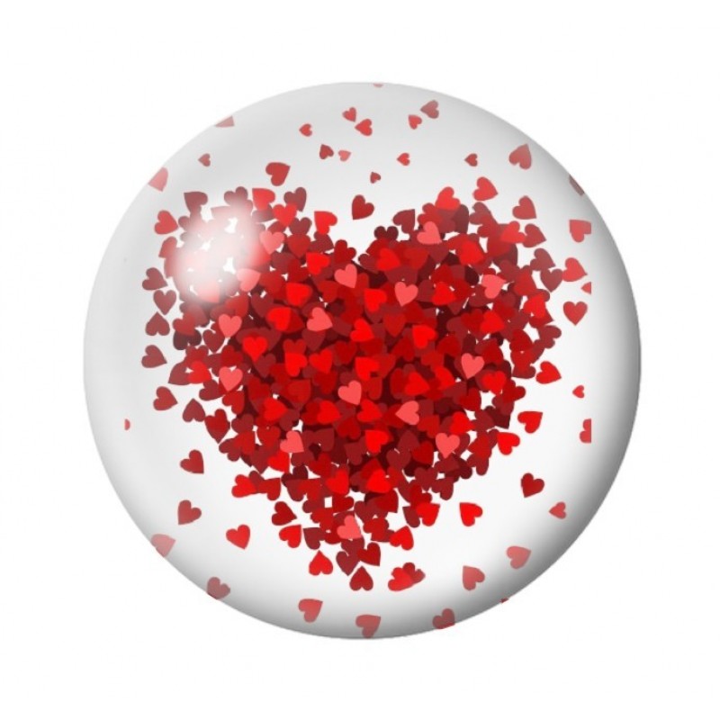Cabochon en Verre Illustré Coeurs Amour St Valentin 12 à 25mm