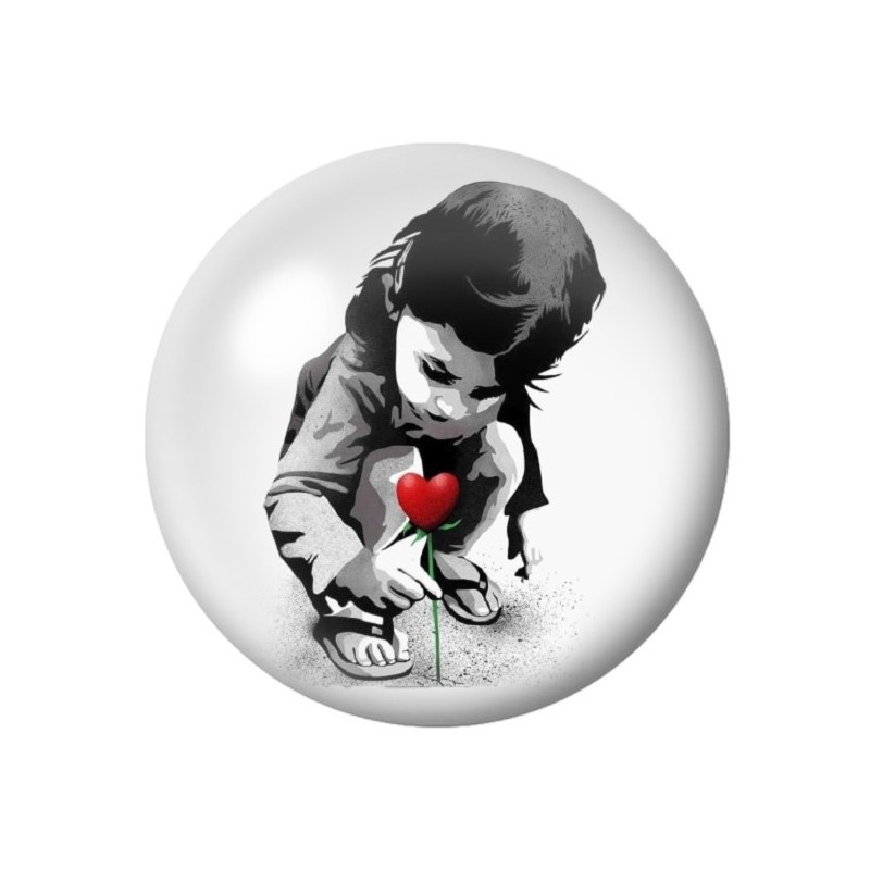 Cabochon en Verre Illustré Petite Fille Coeur Amour St Valentin 12 à 25mm
