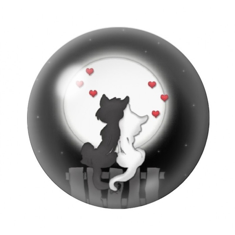 Cabochon en Verre Illustré Chats Coeurs Amour St Valentin 12 à 25mm
