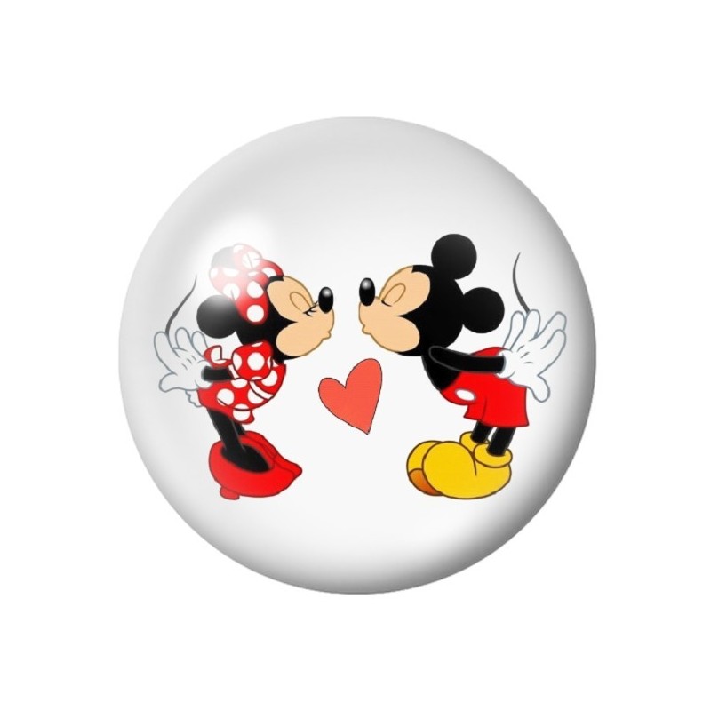 Cabochon en Verre Illustré Mickey et Minnie Coeur Amour St Valentin 12 à 25mm
