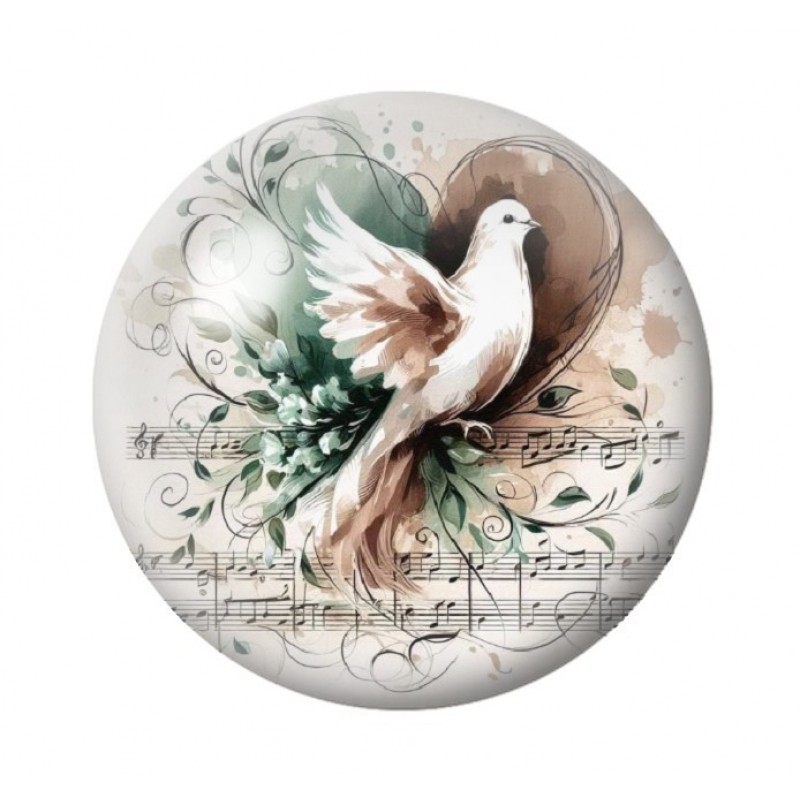 Cabochon en Verre Illustré Oiseau Coeur Amour St Valentin 12 à 25mm