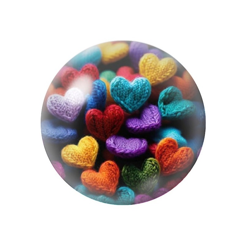 Cabochon en Verre Illustré Coeurs Laine Amour St Valentin 12 à 25mm