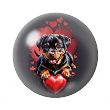 Cabochon en Verre Illustré Rottweiler Coeur Amour St Valentin 12 à 25mm  pour la Création de Bijoux Fantaisie - DIY