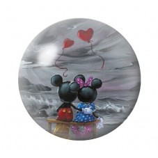 Cabochon en Verre Illustré Mickey et Minnie Coeur Amour St Valentin 12 à 25mm  pour la Création de Bijoux Fantaisie - DIY