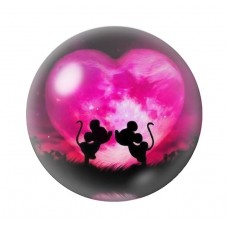 Cabochon en Verre Illustré Mickey et Minnie Coeur Amour St Valentin 12 à 25mm  pour la Création de Bijoux Fantaisie - DIY